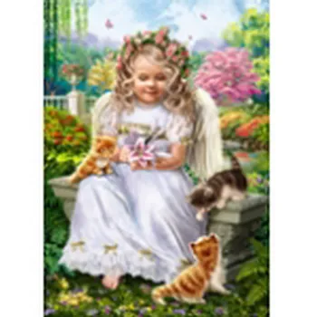 

Painting by numbers on canvas 40x50 cm "Angel with kittens" Red Cat