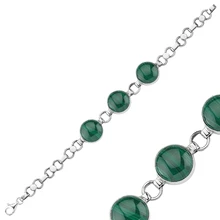 Серебряный 925 пробы Малахитовый камень браслет ручной работы