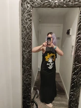 Vestido de verano Punk de manga corta suelto, calavera, abertura lateral