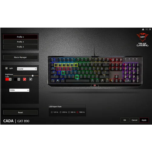 Игровая механическая клавиатура 22690 Trust CADA RGB программируемая