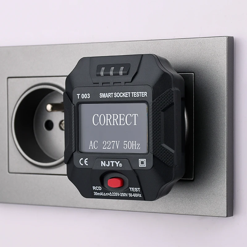 T003 флэш-тест er RCD тест 30 мА цепи проверка перебоя заземления нулевая линия
