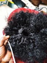 Alileader-moño de pelo rizado, extensiones de cabello sintético con pinza, coleta corta, coleta Afro esponjosa, moño para el cabello