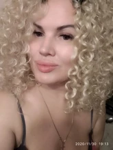 LINGHANG-peluca rizada Afro para mujeres negras, 16 pulgadas, corto sintético, con flequillo, Marrón mezclado y Rubio