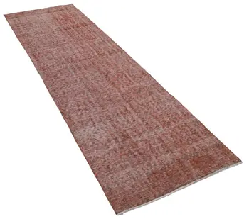 

86x285 Cm Orange Handmade Overdyed Runner Rug-3x9 Ft