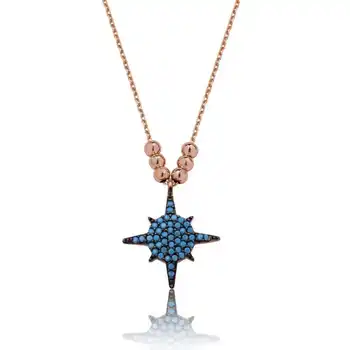 

KUTAYDAN 925 Sterling Silver Blue Star Women Necklace