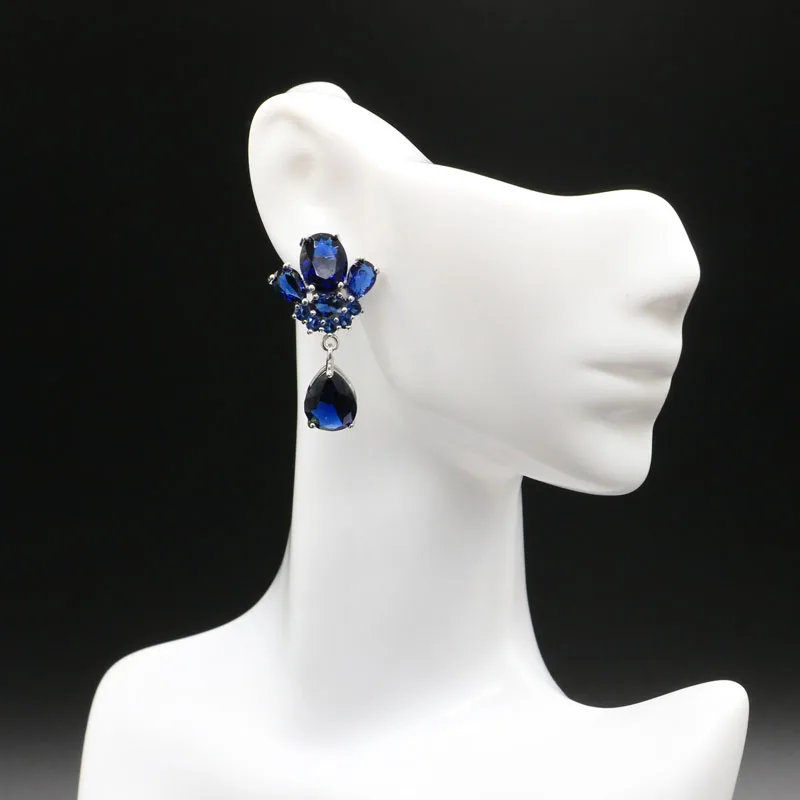 

33x19mm 2019 Hot Sell 6.64g Created Tanzanite Gift For Sister 925 Solid Sterling Silver Earrings
