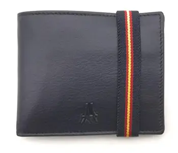

Men's wallet in leather with elastic. Multiple slots and compartments. Made in Spain. Blue Color