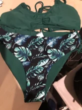 Swimsuit Bikini-Sets Bathing-Suits CUPSHE Two-Pieces Green Leafy-Print Sexy Beach New