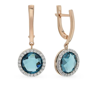 

Gold earrings with sitals and cubic zirconia sunlight sample 585