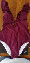 One-Piece Swimsuit CUPSHE Burgundy Ruffle Girls Beach Women New Heart V-Neck Attack Falbala