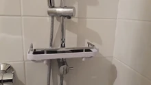 Práctico soporte de estante de ducha para baño, organizador de estantes de baño, bandeja para champú de ducha de un solo nivel, soporte para cabezal de ducha