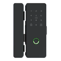 Smart Fingerprint Biometrics Card Password Lock With Emergency Key For Home Office Frameless Frame Glass Push Sliding Door