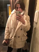 Fur Jacket Coats Teddy Faux-Fur Women Lambs Thick Long Winter Warm Chic Fashion Wool