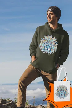 

Angemiel Wear Colorful Lion Green Men 'S Hooded Sweatshirt Bags Kombin
