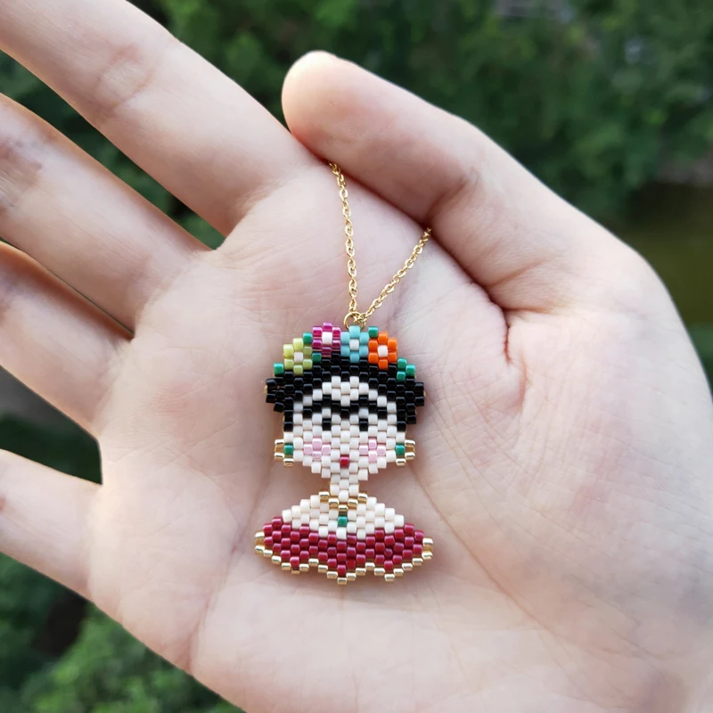 

FAIRYWOO Cute Lady Neclace Mexico Fashion Jewelry Bohemia Flower Girls Miyuki Beaded Pendant Necklace Accessories Handmade Gifts