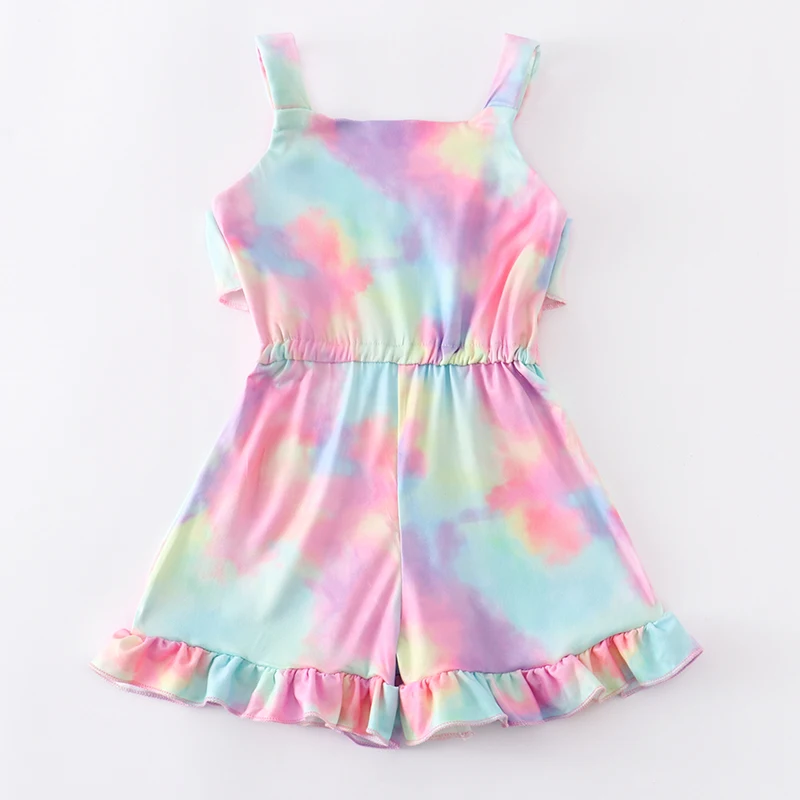 cute baby suit Girlymax Spring Summer Milk Silk Baby Kids Tie Dye Daisy Stripe One-piece Garment Jumpsuit  Pants Shorts Set Clothes Sleeveless newborn clothes set