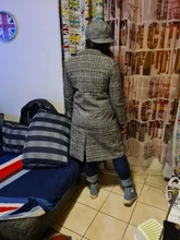 Plaid Coat Pocket-Jackets Cashmere Autumn Winter Long Women Outwear Warm Thickness Casual