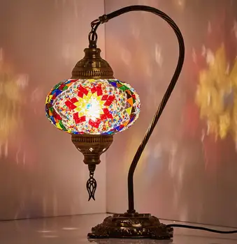 

Turkish Moroccan Mosaic Swan Neck Table Desk Bedside Night Accent Lamp Light Lamp Shade Lampshade