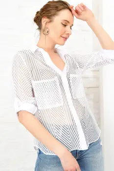 

Trend Alacati Style Women Zigzag Pattern Tulle Shirt ALC-X4053
