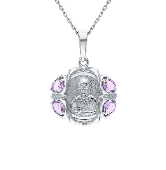 

Silver Pendant with amethyst sunlight sample 925