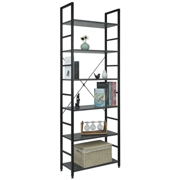 6-tier Wooden Bookcase Bookshelf Storage Organizer 2