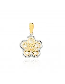 

Pendant Two-Tone gold daisy with openwork flowers and cubic zirconia (9kts)