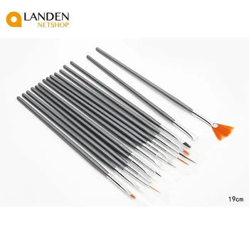 

15 PCs nail eyeliner manicure fan punch drawing flat paint design carved tool set