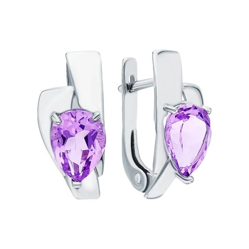 

Silver earrings with amethyst sunlight sample 925