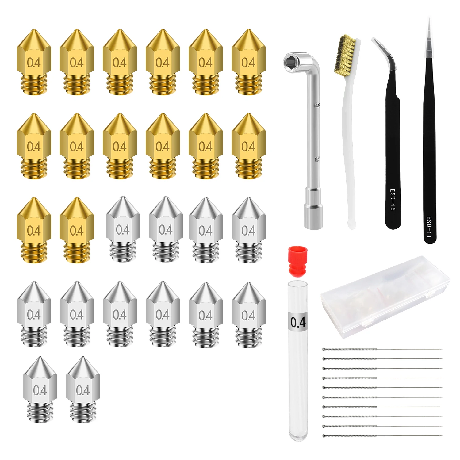 26Pcs 3D Printer Parts Nozzle Set MK8 Extruder Print Head Nozzle Brass CR10 Nozzle for 1.75mm PLA ABS Filament Ender 3 Pro Bluer epson printer head 3D Printer Parts & Accessories