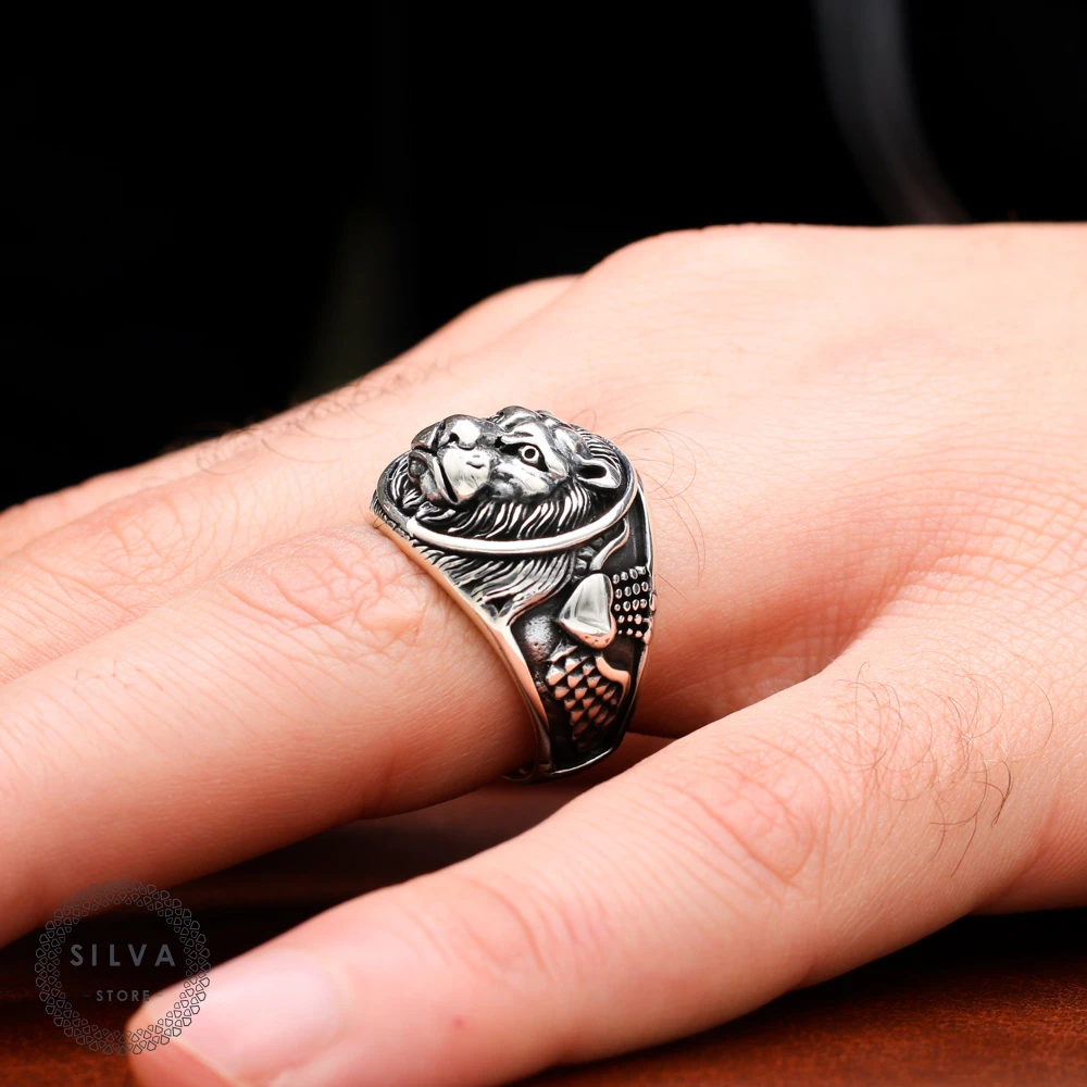 Anillo de León de plata 925 hombre Joyería hombre estampada con sello de 925 todos los tamaños están disponibles|Anillos| - AliExpress