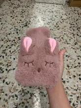 Bolsa de agua caliente con dibujos de conejos para invierno, bolsa de PVC tejida con cubierta suave y acogedor, calentador de manos reutilizable de calor caliente