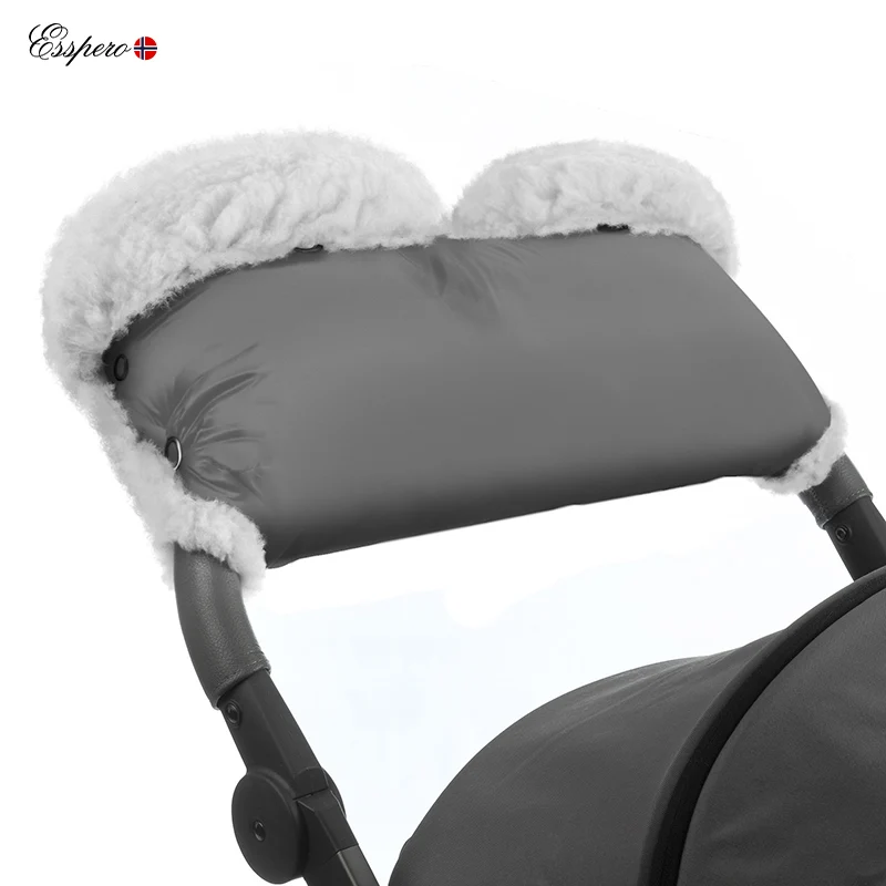Муфта для рук на коляску Esspero Soft Fur Lux(Натуральная шерсть - Цвет: Grey