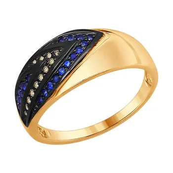 

Sokolov ring in Gold with cognac diamonds and sapphires, fashion jewelry, gold, 585, women's male