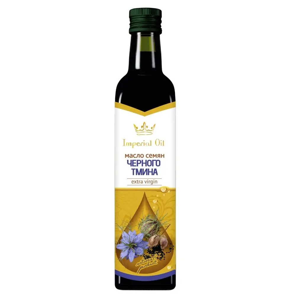 Imperial Oil black cumin seed oil unrefined 250 ml. Glass bottle, vegetable oil