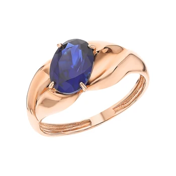 

Gold ring with sapphires synthetic sunlight sample 585
