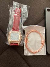 Reloj de pulsera con esfera cuadrada estrellada de diamante para mujer, conjunto de cronógrafos de pulsera, de cuero, de cuarzo, femenino