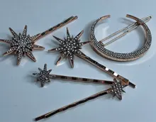 Headband Hairpin Hair-Accessories Crystal Moon-Shape Rhinestone Geometric Girls Women