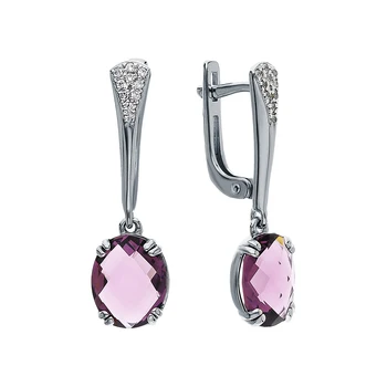 

Silver earrings with amethyst and cubic zirconia sunlight sample 925 test