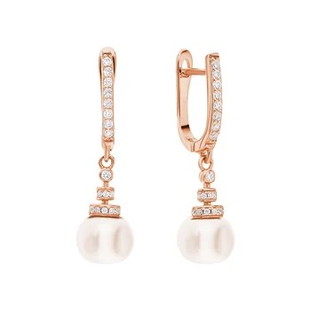 

Silver earrings with pearls cultured and cubic zirconia sunlight sample 925