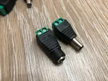 Adaptador de enchufe macho para CCTV, luz LED de un solo color, 12V, 2,1x5,5mm, cc, 10 uds.