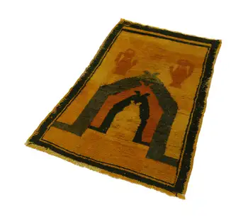 

94x140 Cm Yellow Handmade Vintage Tulu Rug-3x5 Ft