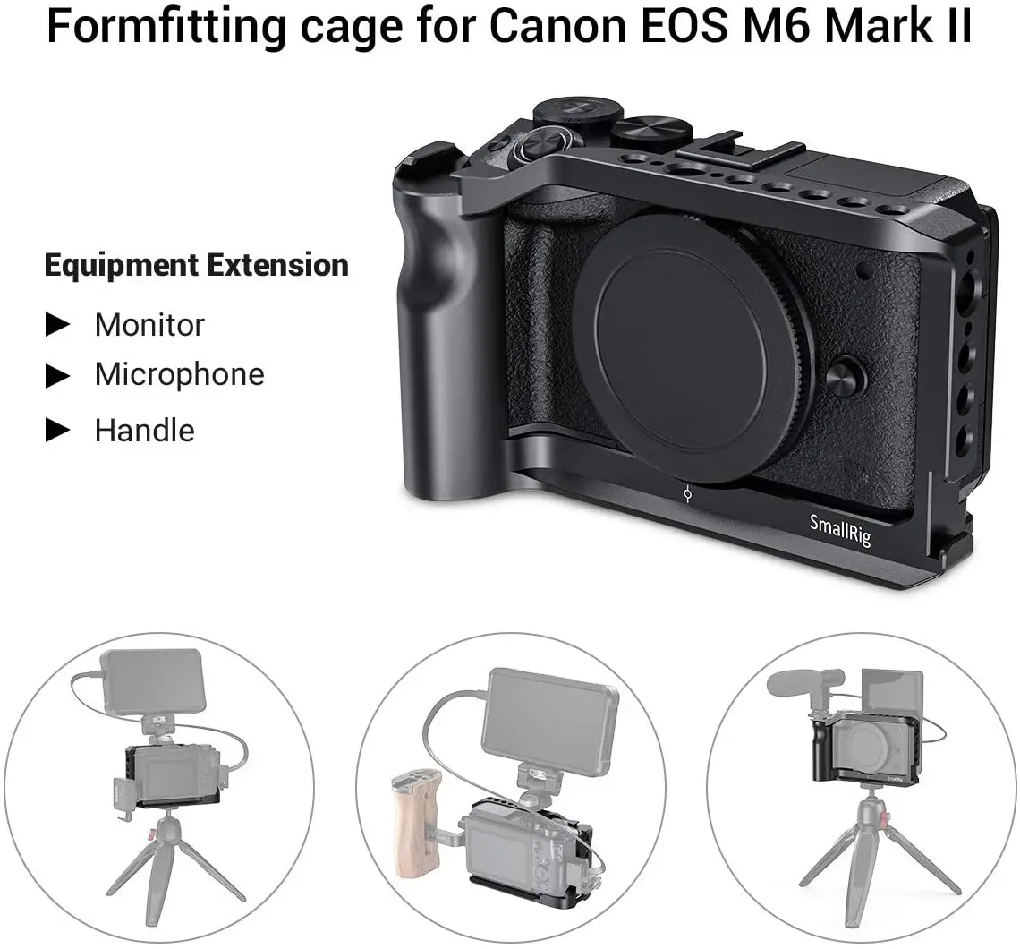 Smallrig-カメラプラットフォーム,Canon eos m6 mark ii  w,快適なハンドル付き,2つのコールドシューマウント,カメラアクセサリー