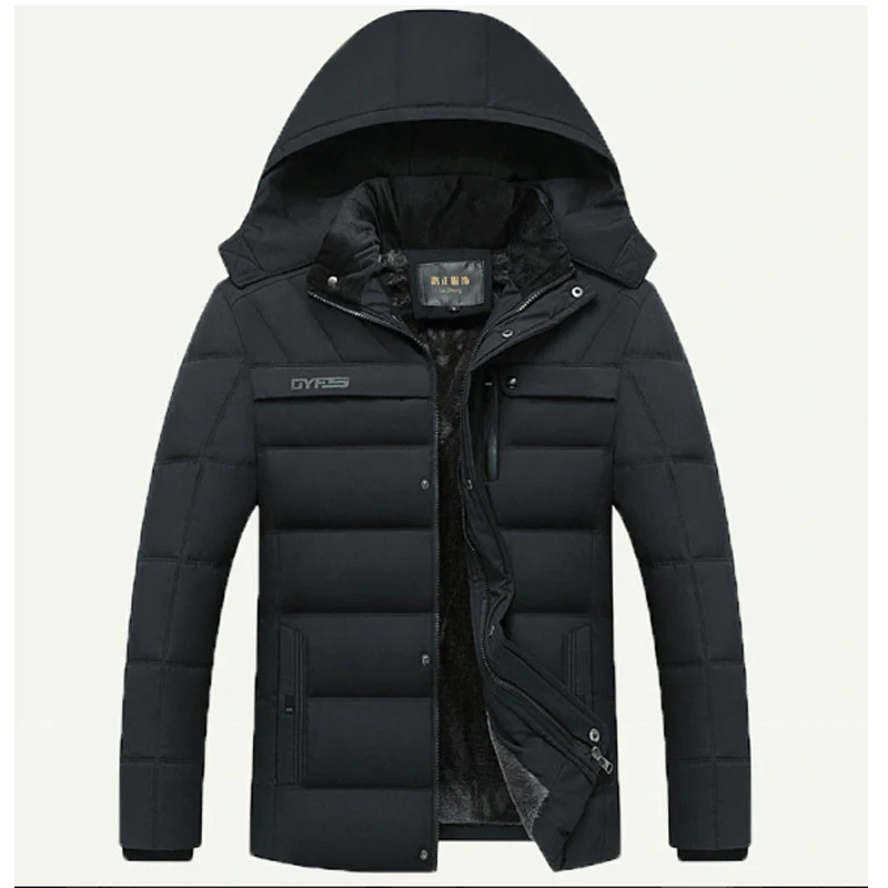 Горячее предложение, модное зимнее пальто с капюшоном для мужчин, Толстая Теплая мужская зимняя куртка, ветрозащитная куртка для отца, подарок, парка, утепленное пальто