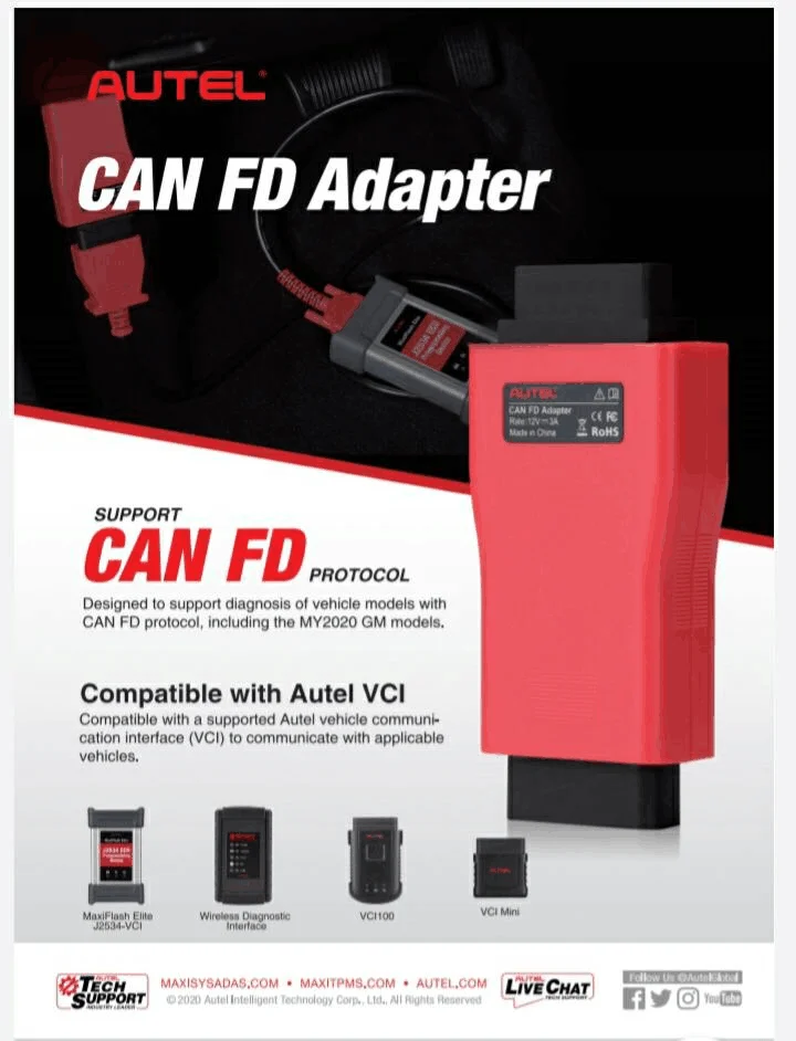 CAN FD Adapter for AUTEL MaxiSys Series Supports GM 2020-1