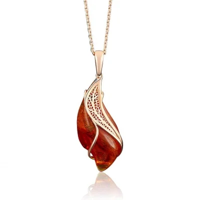 Yuz platinum pendant with amber red gold | Украшения и аксессуары