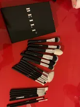 Conjunto de negras brochas maquillaje BEILI, brochas profesionales de pelo Natural de cabra, brochas para base de maquillaje en polvo, brochas para mezclar ojos y maquillaje