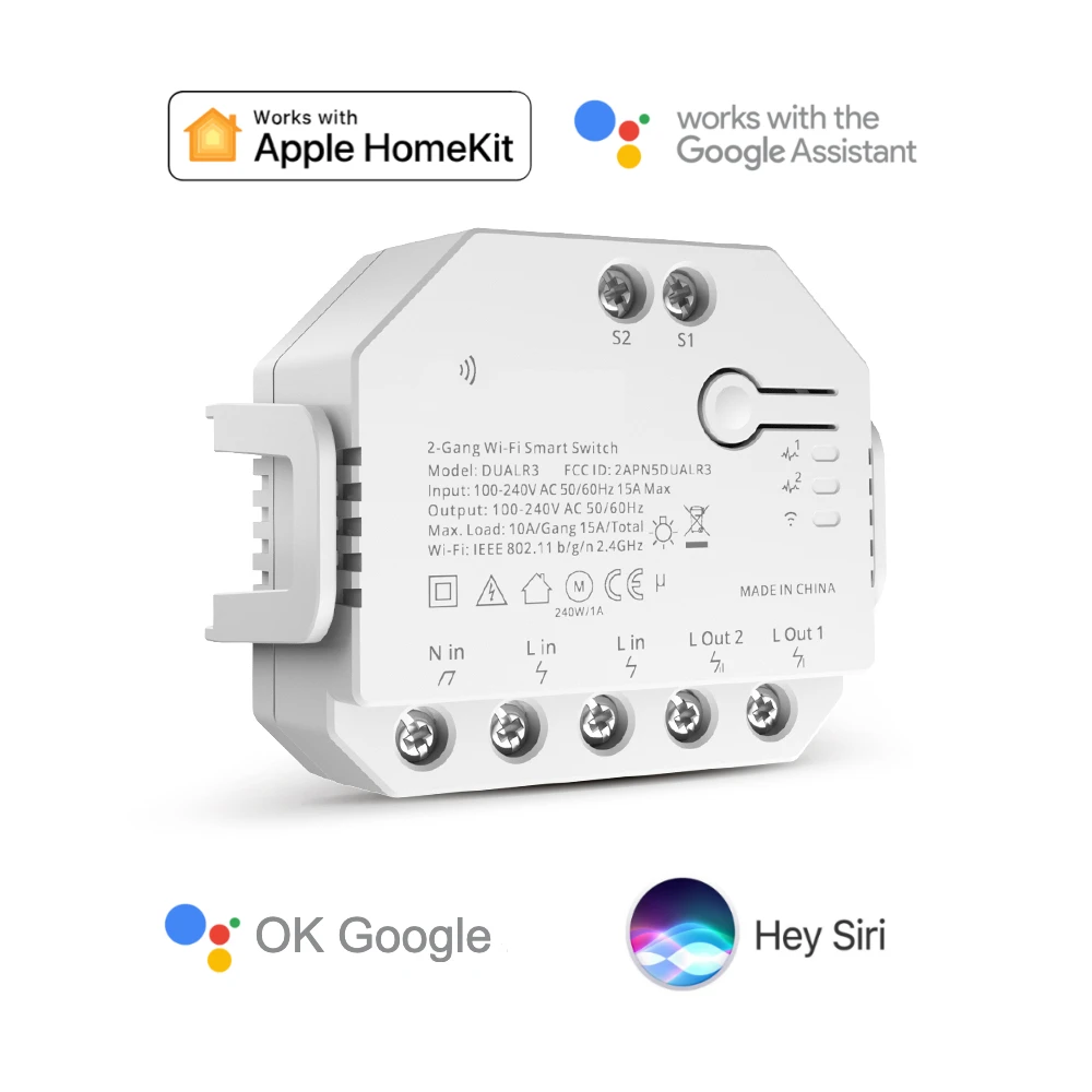 Занавес с роликовым затвором для Apple HomeKit Dual R3 переключатель Wi-Fi умного дома 2 реле