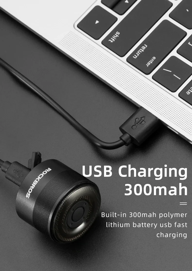 ROCKBROS Waring Bike Tail Light USB Charge Water-resist Rear Light Double Bracket 7 Colors Cycling Light Lamp Bike Accessories