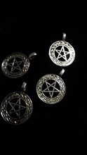 2 unids/lote de joyería para manualidades DIY, colgantes de plata antigua, 28x37mm, colgante de símbolo de brujería, pentagrama