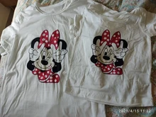 Camisetas con estampado de ratón de Minnie para mujer, camisetas informales de manga corta para niñas pequeñas, ropa a juego familiar de marca de verano
